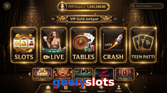 Main screen of Geelyslots casino page for PK players